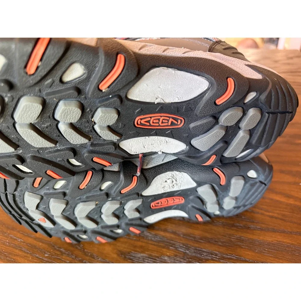 KEEN Steens Mid Waterproof Hiking Boots Mens 10 Grey Orange Excellent Trail Shoe